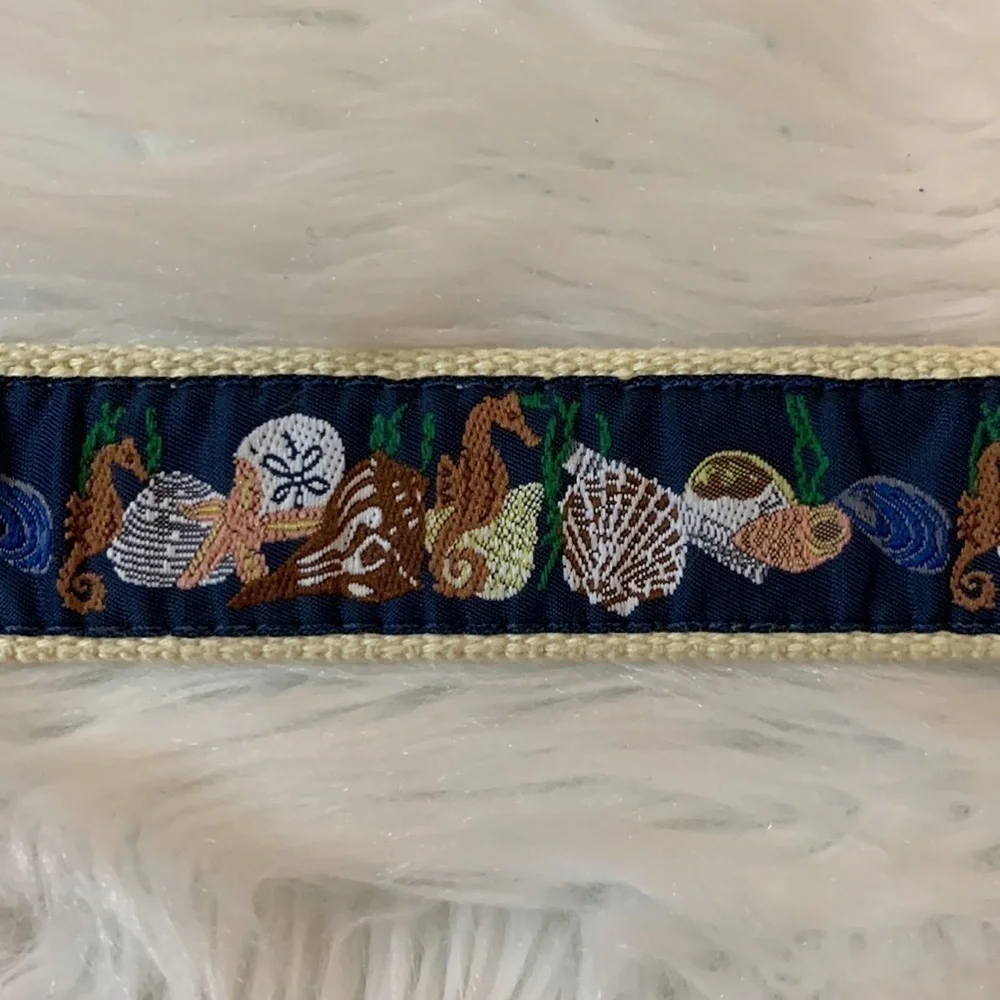 Leather Man Ltd. Belt with shells, seahorse, starfish, etc. Size 30